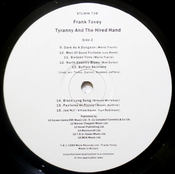Frank Tovey – Tyranny And The Hired Hand (VG+/VG+) – LP, UK 1989 - Image 4