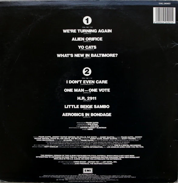 Frank Zappa – Frank Zappa Meets The Mothers Of Prevention (European Version) (E/VG+) – LP, AU 1986 - Image 2