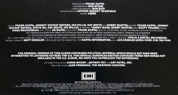 Frank Zappa – Frank Zappa Meets The Mothers Of Prevention (European Version) (E/VG+) – LP, AU 1986 - Image 3