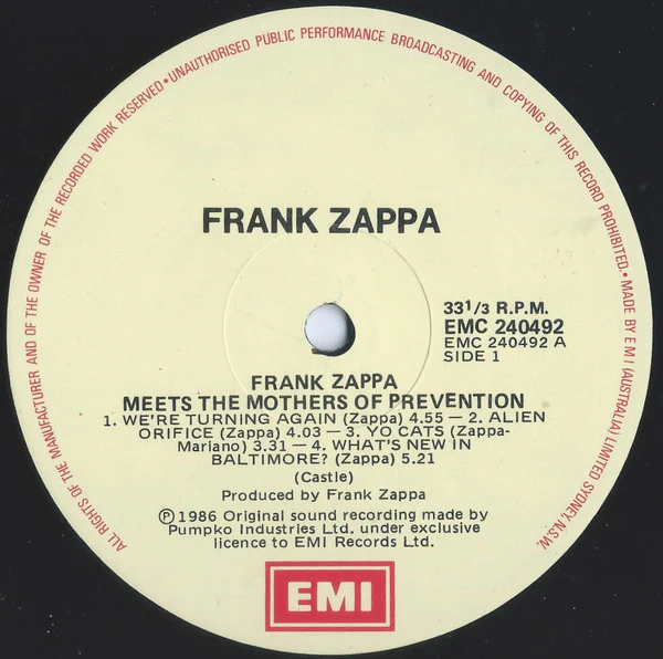 Frank Zappa – Frank Zappa Meets The Mothers Of Prevention (European Version) (E/VG+) – LP, AU 1986 - Image 4