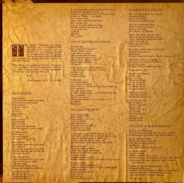 Frank Zappa, The Mothers – One Size Fits All (VG+/VG+) – LP, US 1975 - Image 2
