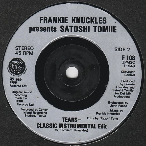 Frankie Knuckles, Satoshi Tomiie – Tears (VG/VG) – 7", UK 1989 - Image 4