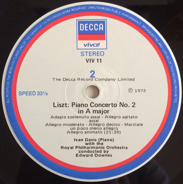 Franz Liszt, Ivan Davis – Piano Concertos 1 & 2 = Klavierkonzerte 1 & 2 (VG+/VG+) – LP, AU 1981 - Image 5