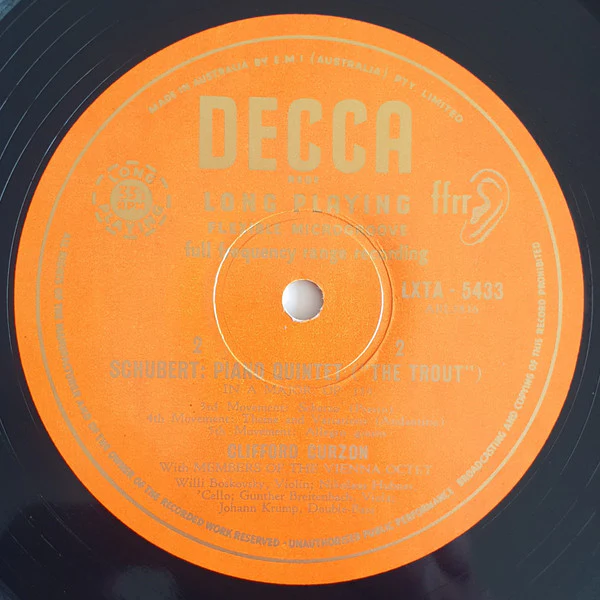 Franz Schubert, Clifford Curzon, Mitglieder Des Wiener Oktetts – The "Trout" Quintet (VG/VG) – LP, AU 1959 - Image 4