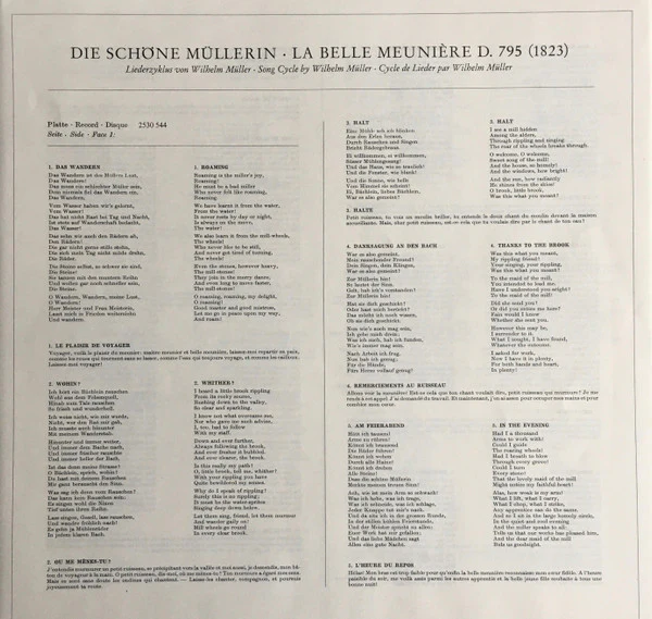 Franz Schubert, Dietrich Fischer-Dieskau, Gerald Moore – Die Schöne Müllerin (VG+/VG+) – LP, DE 1976 - Image 3