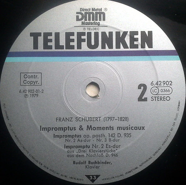 Franz Schubert, Rudolf Buchbinder – Impromptus - Moment Musicaux (VG+/VG+) – LP, DE 1983 - Image 4