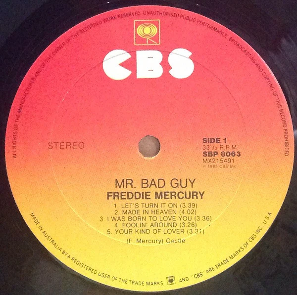 Freddie Mercury – Mr. Bad Guy (VG/VG+) – LP, AU 1985 - Image 3