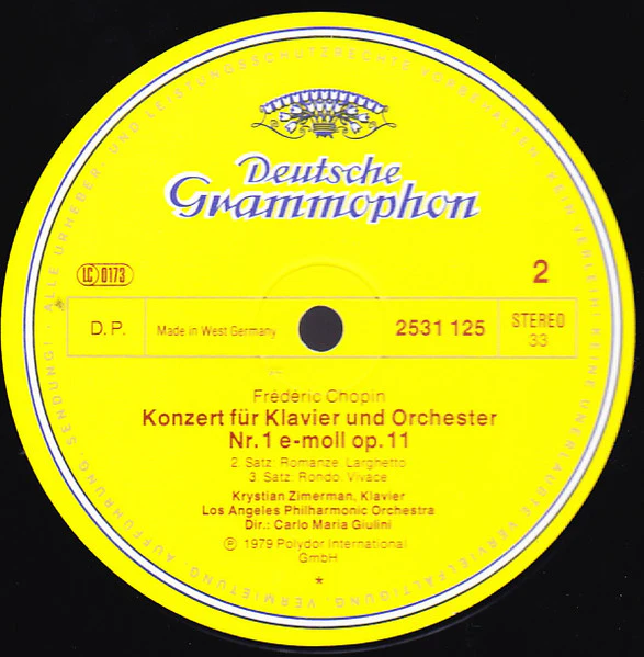 Frédéric Chopin, Krystian Zimerman, Los Angeles Philharmonic Orchestra, Carlo Maria Giulini – Klavierkonzert · Piano Concerto No. 1 (VG+/VG+) – LP, DE 1979 - Image 4