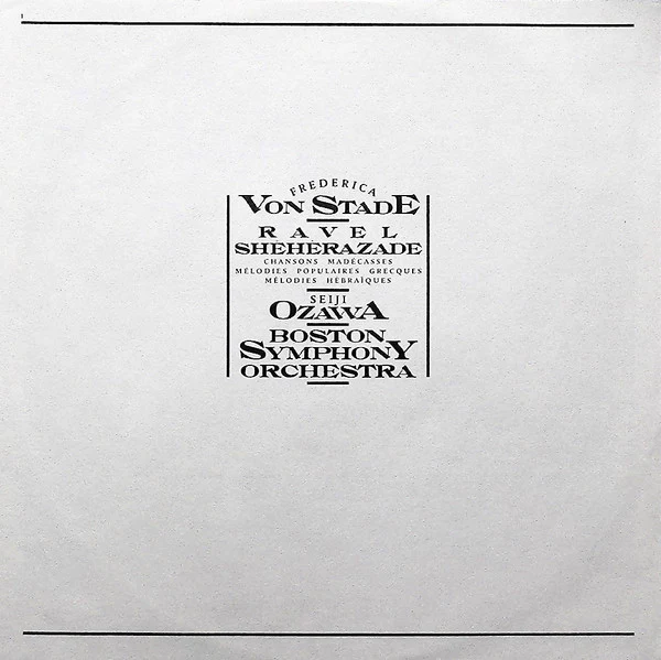 Frederica Von Stade, Seiji Ozawa, Boston Symphony Orchestra, Maurice Ravel – Schéhérazade / Chansons Madécasses / Mélodies Populaires Grecques / Mélodies Hébraïques (E/VG+) – LP, US 1981 - Image 7