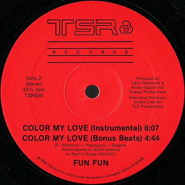 Fun Fun – Color My Love (VG/VG+) – 12", US 1984 - Image 4
