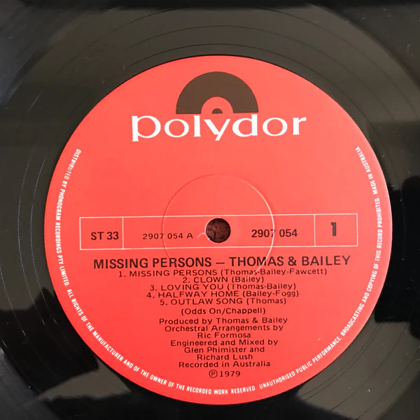 G. Wayne Thomas, Peter Bailey – Missing Persons (E/E) – LP, AU 1979 - Image 6