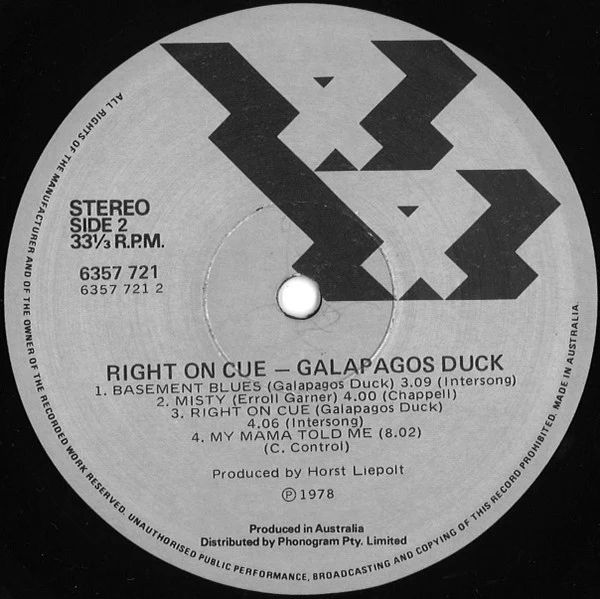 Galapagos Duck – Right On Cue (VG+/VG) – LP, AU 1978 - Image 4