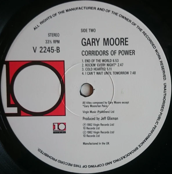 Gary Moore – Corridors Of Power (VG/VG+) – LP, UK - Image 4