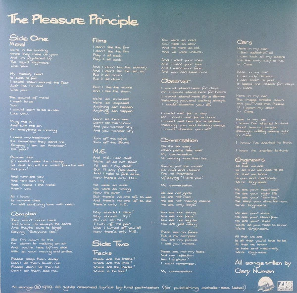 Gary Numan – The Pleasure Principle (VG+/VG+) – LP, AU - Image 3