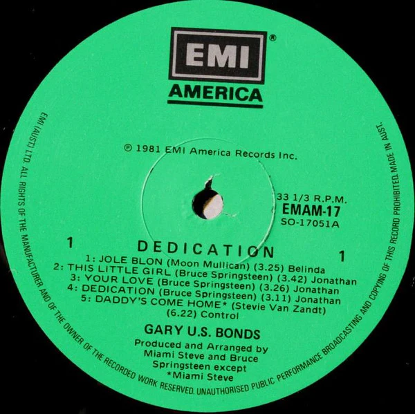 Gary U.S. Bonds – Dedication (VG+/VG+) – LP, AU 1981 - Image 3