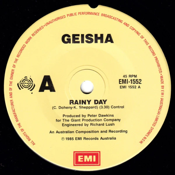 Geisha – Rainy Day (VG+/VG) – 7", AU 1985 - Image 3