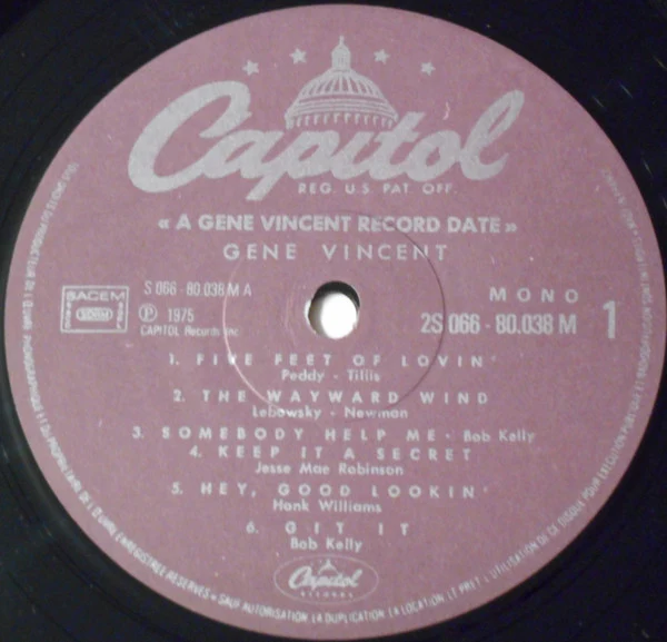Gene Vincent & His Blue Caps – A Gene Vincent Record Date (VG+/VG+) – LP, FR 1978 - Image 3