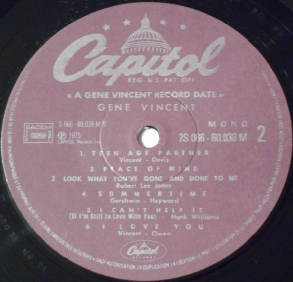 Gene Vincent & His Blue Caps – A Gene Vincent Record Date (VG+/VG+) – LP, FR 1978 - Image 4