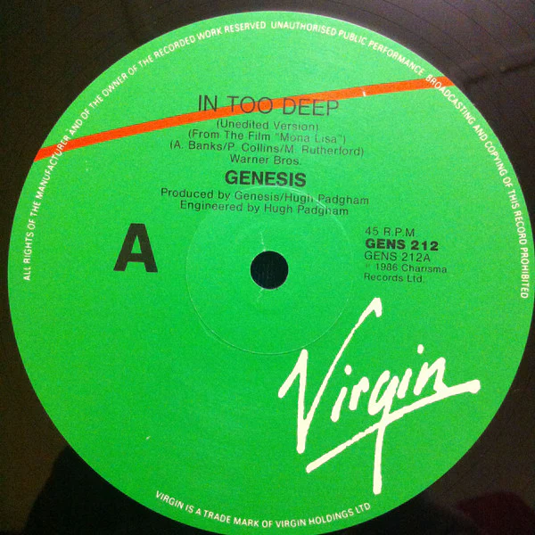 Genesis – Do The Neurotic / In Too Deep (VG+/VG+) – 12", AU 1986 - Image 3