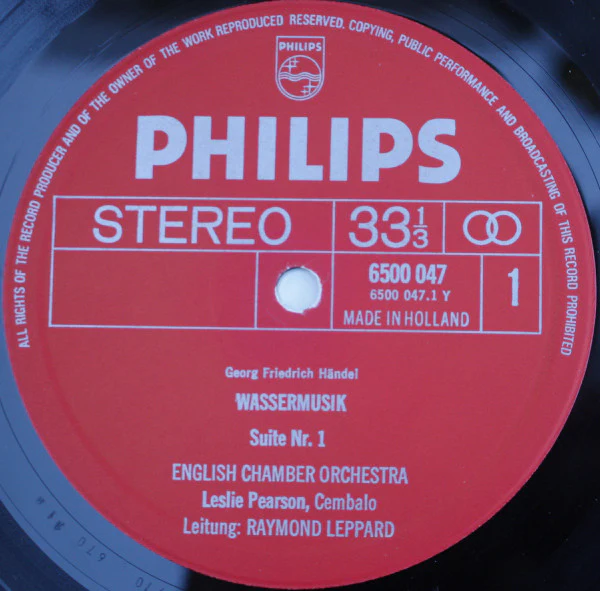 Georg Friedrich Händel, English Chamber Orchestra, Raymond Leppard – Wassermusik (VG+/VG+) – LP, NL 1970 - Image 3