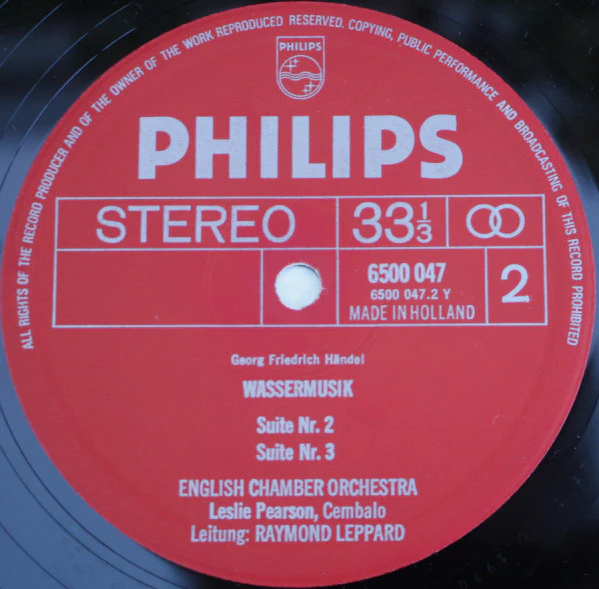 Georg Friedrich Händel, English Chamber Orchestra, Raymond Leppard – Wassermusik (VG+/VG+) – LP, NL 1970 - Image 4