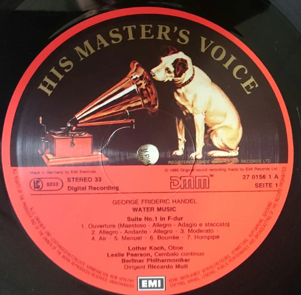 Georg Friedrich Händel, Riccardo Muti, Berliner Philharmoniker – Wassermusik / Water Music (E/VG+) – LP, DE 1985 - Image 4