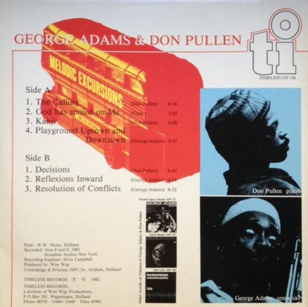 George Adams, Don Pullen – Melodic Excursions (VG+/VG+) – LP, NL 1982 - Image 2
