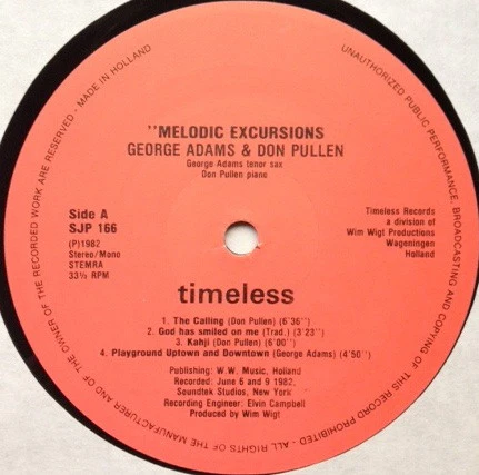 George Adams, Don Pullen – Melodic Excursions (VG+/VG+) – LP, NL 1982 - Image 3