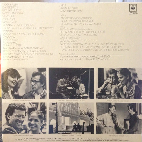 George Gershwin, New York Philharmonic – Music From The Woody Allen Film "Manhattan" (VG+/VG+) – LP, AU 1979 - Image 2