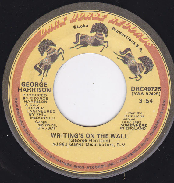George Harrison – All Those Years Ago / Writing's On The Wall (VG/Generic) – 7", US 1981 - Image 2