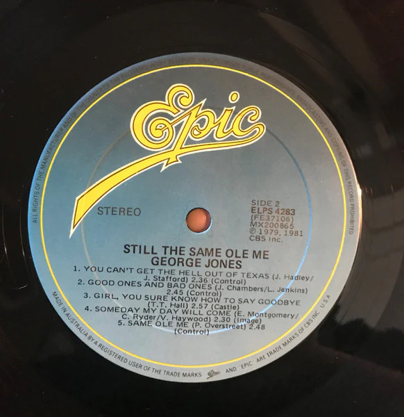 George Jones – Still The Same Ole Me (VG+/VG+) – LP, AU 1981 - Image 7