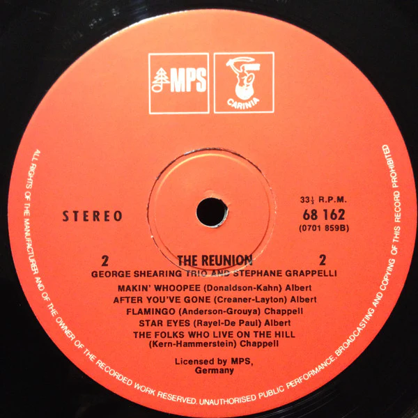 George Shearing Trio, Stéphane Grappelli – The Reunion (VG+/VG+) – LP, AU 1977 - Image 5