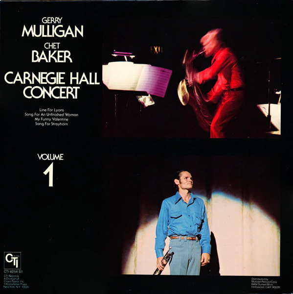 Gerry Mulligan, Chet Baker – Carnegie Hall Concert Volume 1 (VG+/VG+) – LP, US 1975 - Image 2