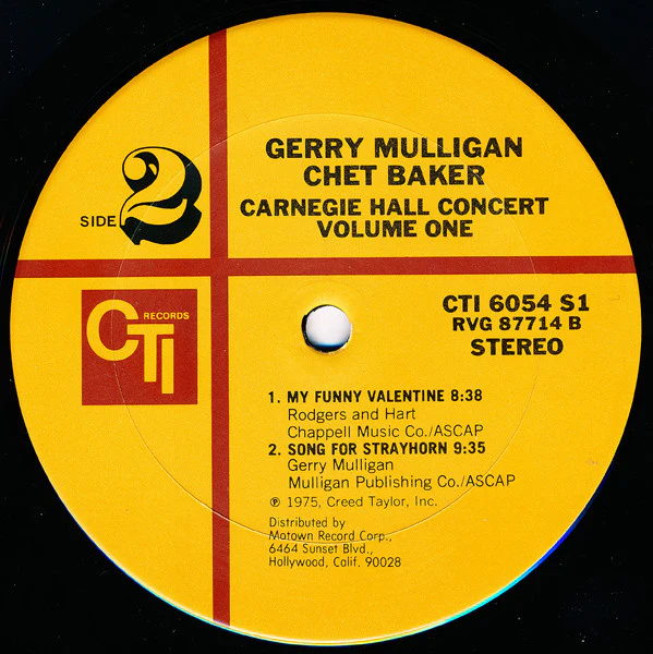 Gerry Mulligan, Chet Baker – Carnegie Hall Concert Volume 1 (VG+/VG+) – LP, US 1975 - Image 4
