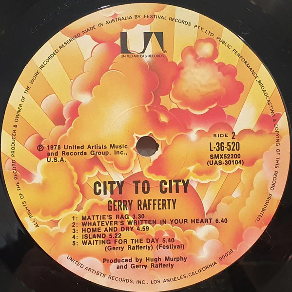 Gerry Rafferty – City To City (VG+/VG+) – LP, AU 1978 - Image 4