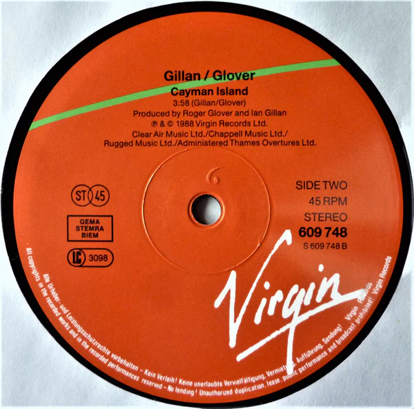 Gillan & Glover – She Took My Breath Away (VG+/VG+) – 12", EU 1988 - Image 4
