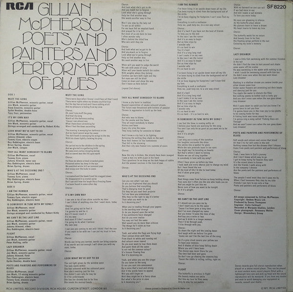 Gillian McPherson – Poets And Painters And Performers Of Blues (VG+/VG) – LP, UK 1971 - Image 2