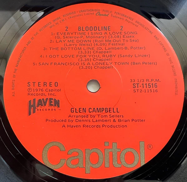 Glen Campbell – Bloodline (VG+/VG+) – LP, AU 1976 - Image 4