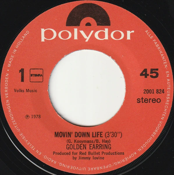 Golden Earring – Movin' Down Life (VG+/VG+) – 7", NL 1978 - Image 3