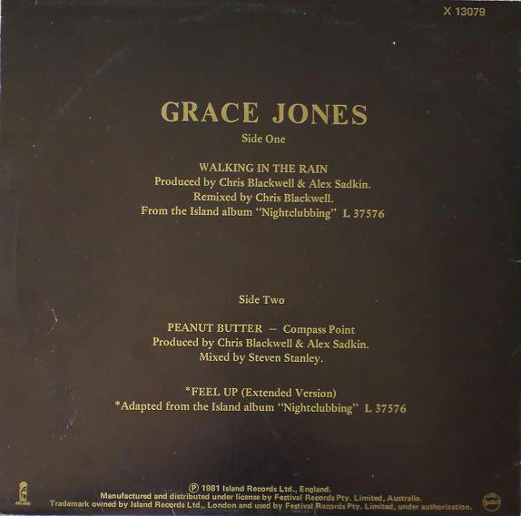 Grace Jones – Walking In The Rain (VG+/VG+) – 12", AU 1981 - Image 2