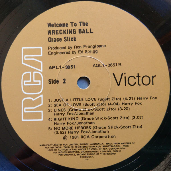Grace Slick – Welcome To The Wrecking Ball! (VG/VG+) – LP, AU 1981 - Image 6