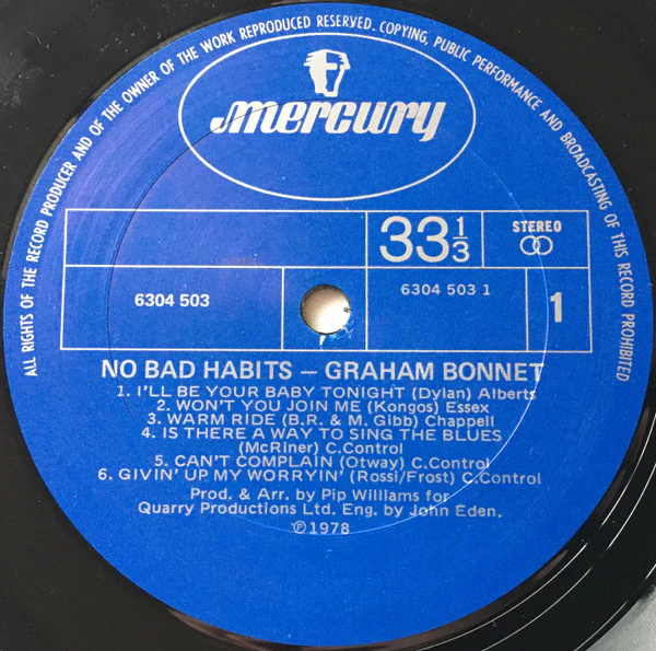 Graham Bonnet – No Bad Habits (E/VG+) – LP, AU 1978 - Image 3