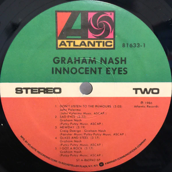 Graham Nash – Innocent Eyes (VG+/VG+) – LP, US 1986 - Image 7