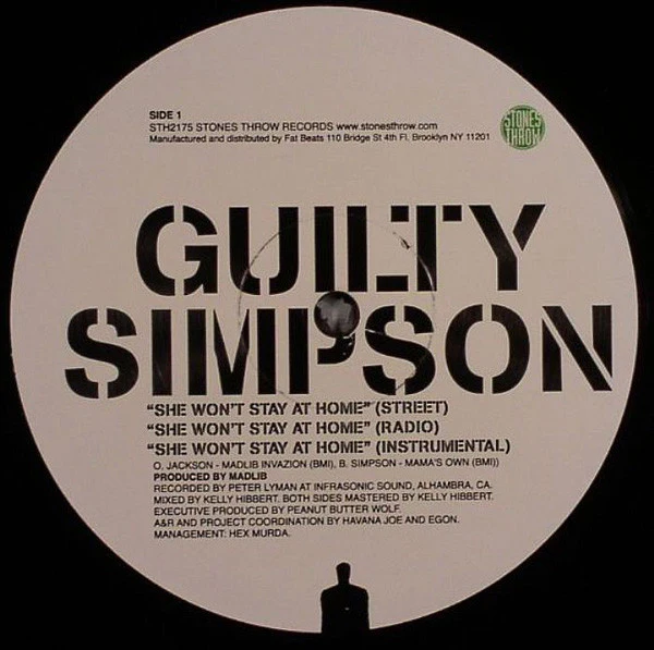 Guilty Simpson – Getting Bitches / She Won't Stay At Home (VG/Generic) – 12", US 2007 - Image 2