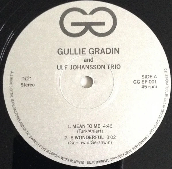 Gullie Gradin – Gullie Sings Jazz With Ulf Johansson Trio (VG+/VG) – LP, SE 1983 - Image 3