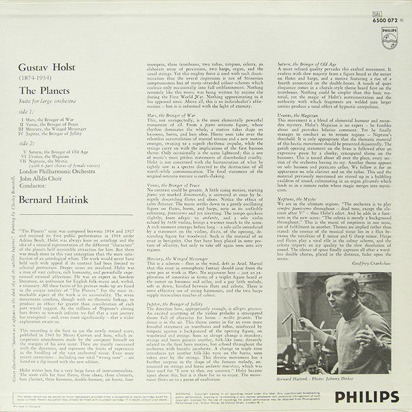 Gustav Holst, London Philharmonic Orchestra, Bernard Haitink – The Planets (E/E) – LP, NL 1970 - Image 2