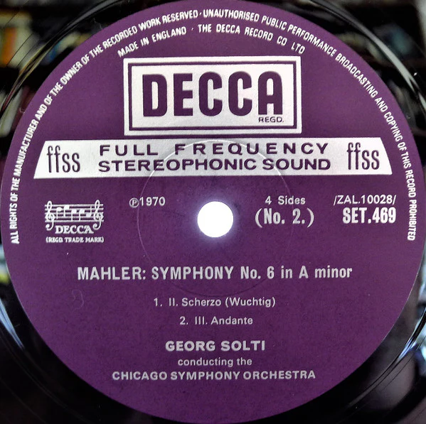 Gustav Mahler, Chicago Symphony Orchestra, Georg Solti, Yvonne Minton – Symphony No. 6 In A Minor / Lieder Eines Fahrenden Gesellen (VG+/VG+) – 2xLP, UK 1970 - Image 3