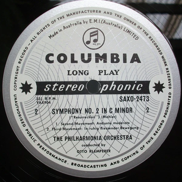 Gustav Mahler, Otto Klemperer, Philharmonia Orchestra, Philharmonia Chorus, Elisabeth Schwarzkopf, Hilde Rössel-Majdan – Symphony No. 2 (VG+/VG) – 2xLP, AU 1963 - Image 6