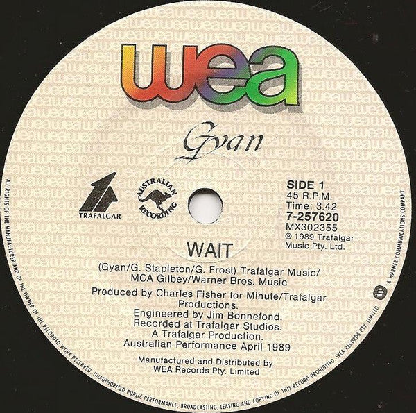 Gyan – Wait (VG+/VG+) – 7", AU 1989 - Image 3