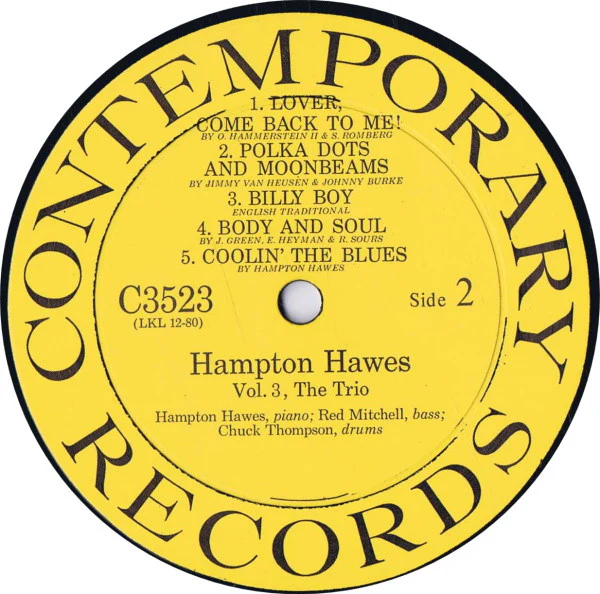 Hampton Hawes – Everybody Likes Hampton Hawes, Vol. 3: The Trio (VG/VG+) – LP, US 1956 - Image 4